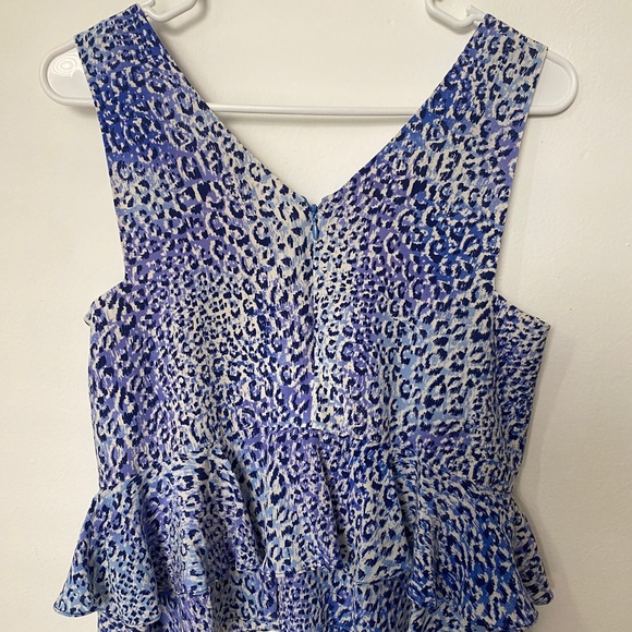 Rebecca Taylor 100% Silk Peplum Sleeveless Blue Square Neck Top 💙 - Picture 6 of 9